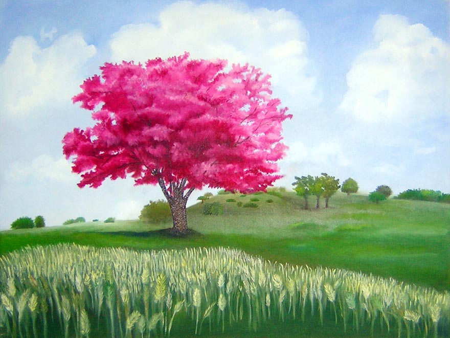 Quiero pintar al óleo o al pastel, árboles, arbustos o bosque.