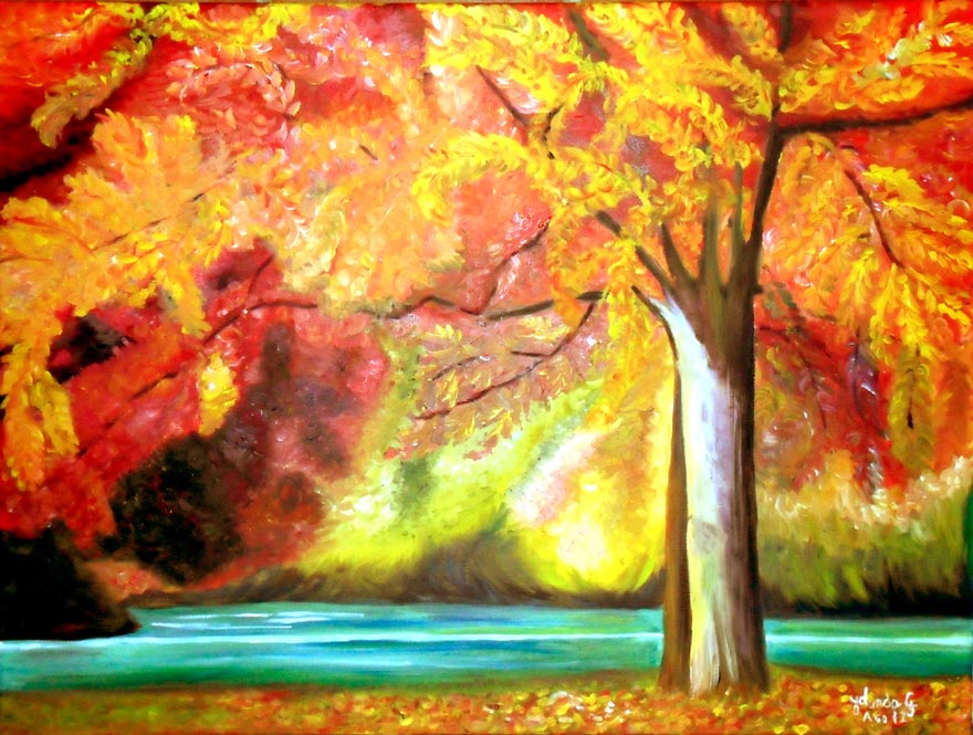 Quiero pintar al óleo o al pastel, árboles, arbustos o bosque.